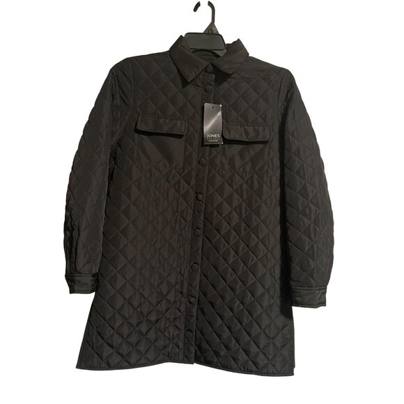Jones New York Womens Quilted Black Snap Front Jacket Size Small - Picture 1 of 8